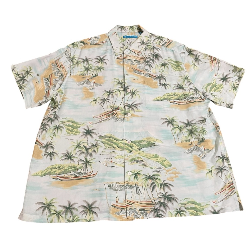 Tori Richard Green and Cream Tropical Shirt